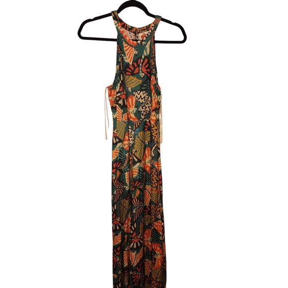 Farm Rio Green &Brown Bohemian Jumpsuit Size Medium - Picture 4 of 7